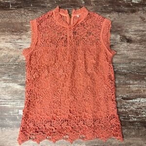 Nanette Lepore Coral Lace Sleeveless Blouse